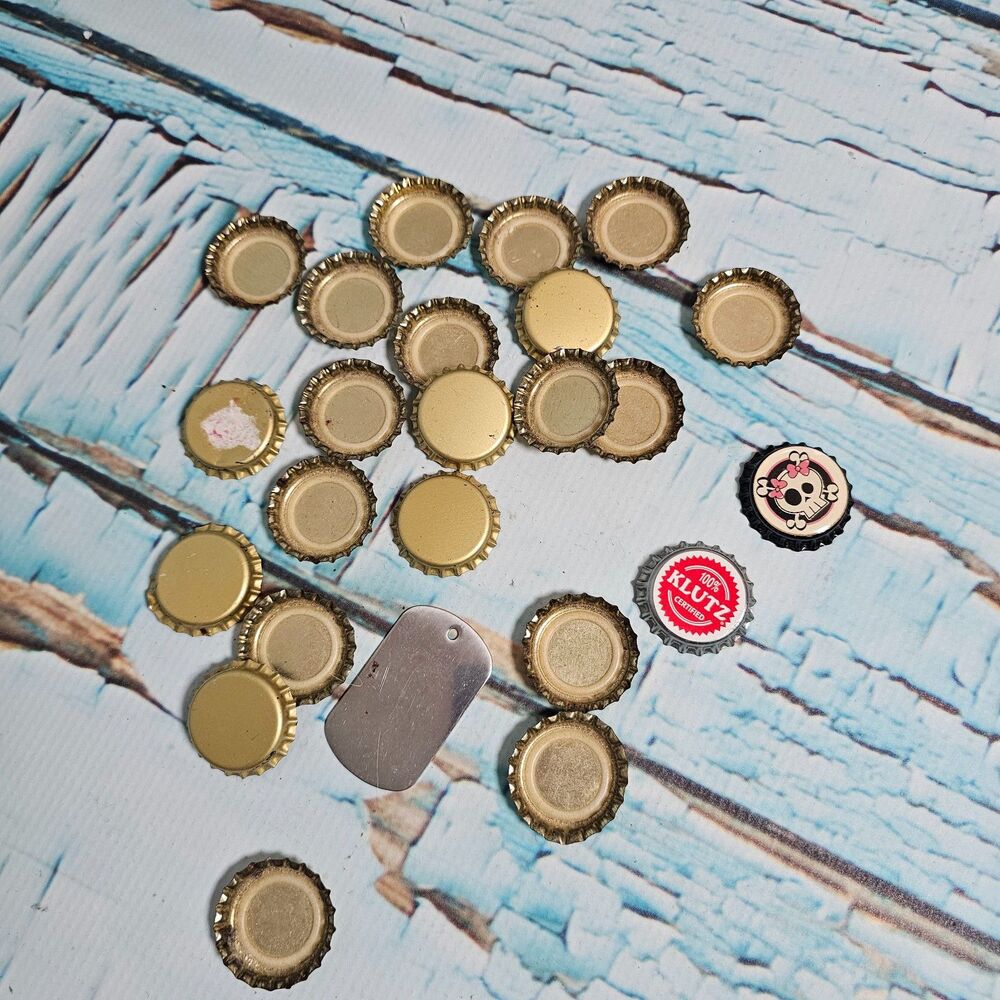 Mixed Bottle Cap Lot w/ Dog Tag Craft Supplies DIY Jewelry Keychains Upcycle